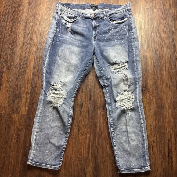 Judy Blue Denim - Judy Blue Boyfriend Fit Jeans Destroyed Medium Wash JB82169LT Women’s Size 22W
